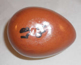 1991 Glazed Redware Egg Glazed Yellow and Brown American Flag Sgraffito Design by Lester Breininger