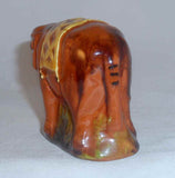 2002 Glazed Redware Figurine Elephant Standing Yellow Blanket Breininger Pottery