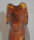 1990 Glazed Redware Figurine Brown Ram with Yellow Sponging by Lester Breininger