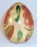 2007 Breininger Glazed Redware Large Egg Yellow Red Green Brown Sgraffito Tulips