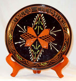 1995 Breininger Glazed & Sgraffito Redware Plate Moravian Style Merry Christmas