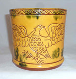 1992 Breininger Glazed Sgraffito Decorated Yellow Quart Mug Patriotic Eagle