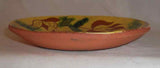 1980 Redware Glazed Sgraffito Decorated Round 7" Plate Three Tulip Flowers By Lester Breininger