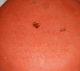 1981 Breininger Redware Sgraffito Plate Bird Tulips Heart Start Day With a Smile
