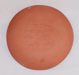 1987 Redware Glazed Sgraffito Decorated Round 7" Plate Tulip Flowers By Lester Breininger