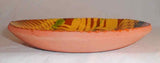 2000 Redware Glazed Slip Decorated Round 7" Pie Plate Yellow on Brown with Green Highlights By Lester Breininger