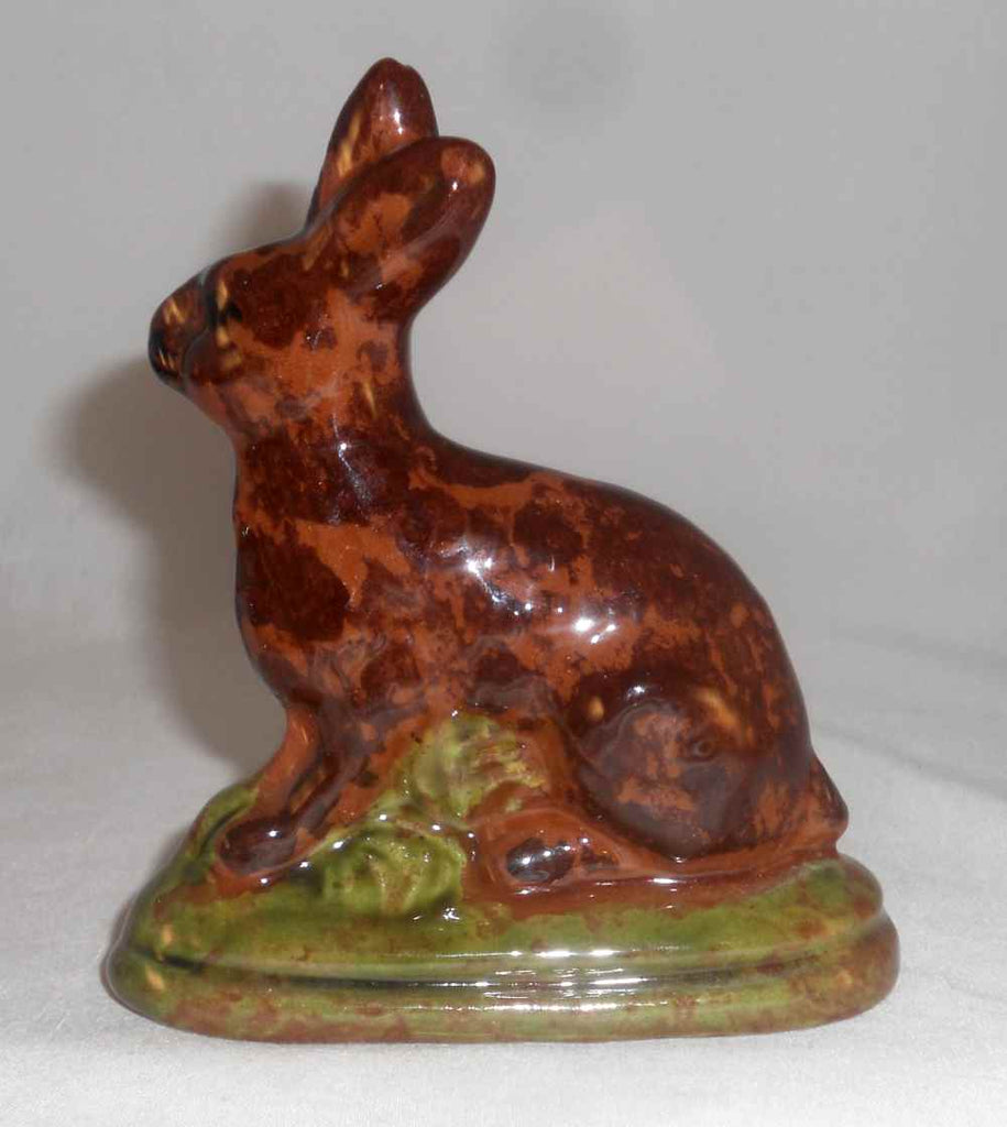 2001 Glazed Redware Figurine Bunny Rabbit Sitting on Hind Leg Breining ...