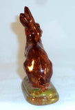 2001 Glazed Redware Figurine Bunny Rabbit Sitting on Hind Leg Breininger Pottery