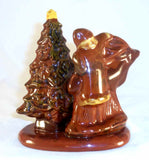 1994 Breininger Glazed Redware Figurine Bearded Santa Reindeer Christmas Tree
