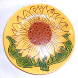 1995 Redware Glazed Sgraffito Decorated 7" Pie Plate Large Sunflower By Lester Breininger