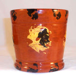 2002 Breininger Glazed Sponge Decorated Redware Tumbler Yellow & Black Design