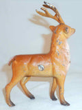 Vintage Painted Cast Iron Still Penny Bank Male Deer Buck (Elk) 6 Point Antlers