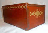 Old Wood Brown Painted Candlebox Candle Box Silver Colored Stenciled Decoration