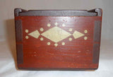 Old Wood Brown Painted Candlebox Candle Box Silver Colored Stenciled Decoration