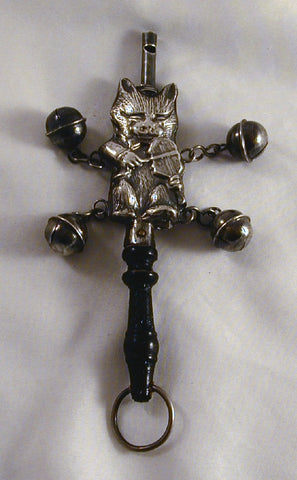 Silver baby rattle hot sale vintage