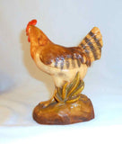 Beautiful Vintage Possibly Mixed Media Colorful Chicken Figurine Wood Base