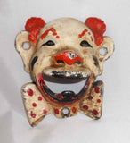 Vintage Painted Wall Mountable Cast Iron Figural Bottle Opener Clown's Head