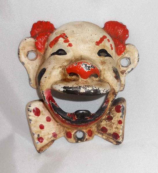 Vintage Painted Wall Mountable Cast Iron Figural Bottle Opener