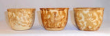 Three Vintage Rockingham Bennington Yellow Ware Glazed Mottled Custard Cups