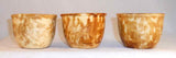 Three Vintage Rockingham Bennington Yellow Ware Glazed Mottled Custard Cups