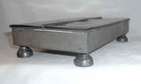 Antique Lidded Pewter Footed Desk Organizer Box with Multiple Compartments