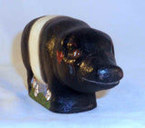 Late 1900s Polychrome Painted Composition Folk Art Pig Standing By J Dierwechter