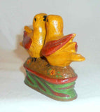 Late 1900s Folk Art Love Birds Polychrome Painted Composition By J R Dierwechter