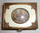 Dresser Box Ormolu Edges Velvet Interior Miniature Vatican St. Peter Basilica