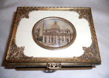 Dresser Box Ormolu Edges Velvet Interior Miniature Vatican St. Peter Basilica