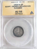 Silver Coin 1920 AD 1338 AH Egyptian Two Piastres King Fuad I ANACS AU 55