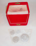 1964 Mint Set Four Egypt Silver Coin Commemorative Nile Diversion by The Aswan High Dam 5, 10, 25, and 50 Piastres Velour Covered Box