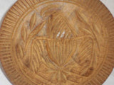 Old Carved Wood Primitive Butter Print American Eagle Design V-Grove Band Border