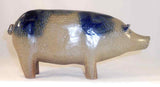1985 Salt Glazed Stoneware Cobalt Blue on Gray Folk Art Pig David Eldreth PA