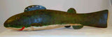 Vintage Weighted Large Carved Wood and Painted Fish Decoy Metal Fins Marked RLD