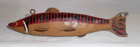 Beautiful Vintage Carved Wood and Metal Polychrome Painted Folk Art Fish Decoy