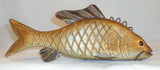 Vintage Large & Heavy Painted Carved Wood and Metal Golden Carp Fish Decoy
