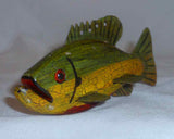 Vintage Carved Wood and Metal Polychrome Painted Folk Art Fish Decoy Signed "ra"