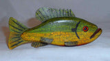 Vintage Carved Wood and Metal Polychrome Painted Folk Art Fish Decoy Signed "ra"