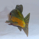Vintage Carved Wood and Metal Polychrome Painted Folk Art Fish Decoy Signed "ra"
