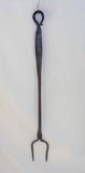 Antique Forged Wrought Iron Butcher Flesh Fork Rat Tail Hanger Stamped RB