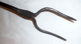 Antique Forged Wrought Iron Butcher Flesh Fork Rat Tail Hanger Stamped RB