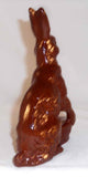 1989 Glazed Redware Brown Rabbit Figurine Yellow Sponged Decoration by Ned Foltz