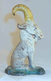 Vintage Beautiful Cast Iron Figural Painted Bottle Opener Goat Sitting on Behind