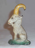 Vintage Beautiful Cast Iron Figural Painted Bottle Opener Goat Sitting on Behind