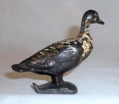 Rare Antique Cast Iron Painted Figural Bottle Opener Goose Standing Head Turned