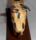 1980 Hand Carved Painted Wood Primitive Folk Art Goat Pull Toy W & J Gottshall