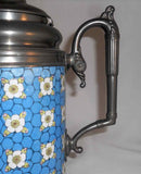 Antique Victorian Graniteware Water Pitcher or Tankard Pewter Handle Spout & Top