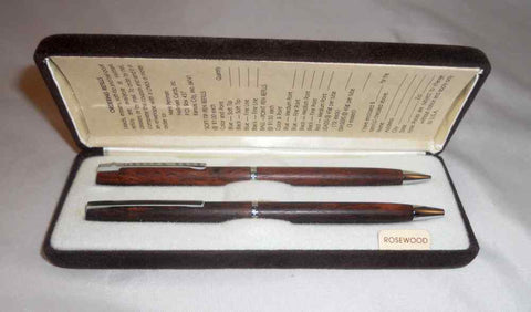 Vintage Hallmark Rosewood Ball Point Pen and Pencil Set In Original Box