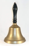Vintage Large Brass Hand Bell Iron Ball Clapper Metal Capped Wooden Handle