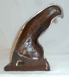 Antique Cast Iron Doorstop Gray Colored Hawk Standing on Brown Perch